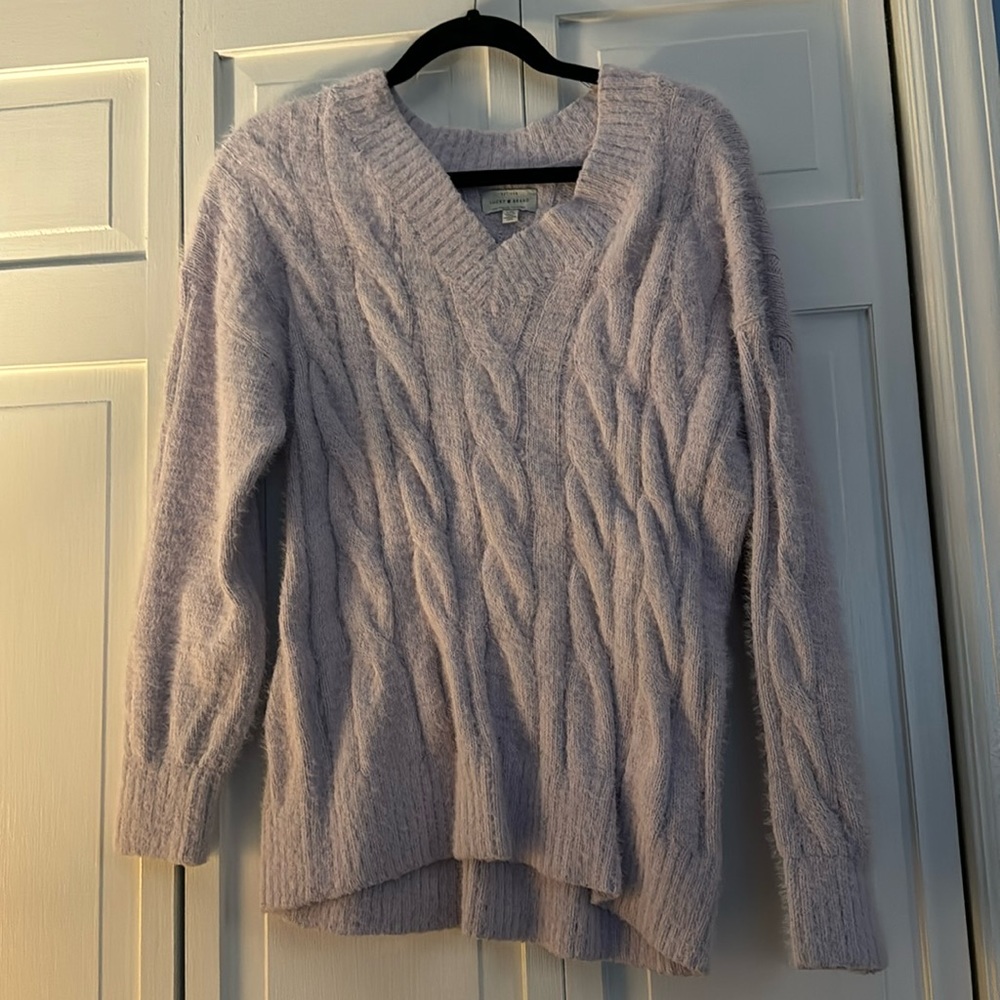 Light lavender lucky brand sweater. Thick warm and fuzzy size large sweater